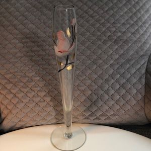 Vintage glass handpainted 10” bud vase